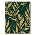 Golden Leaf Branches Emerald Background Rug
