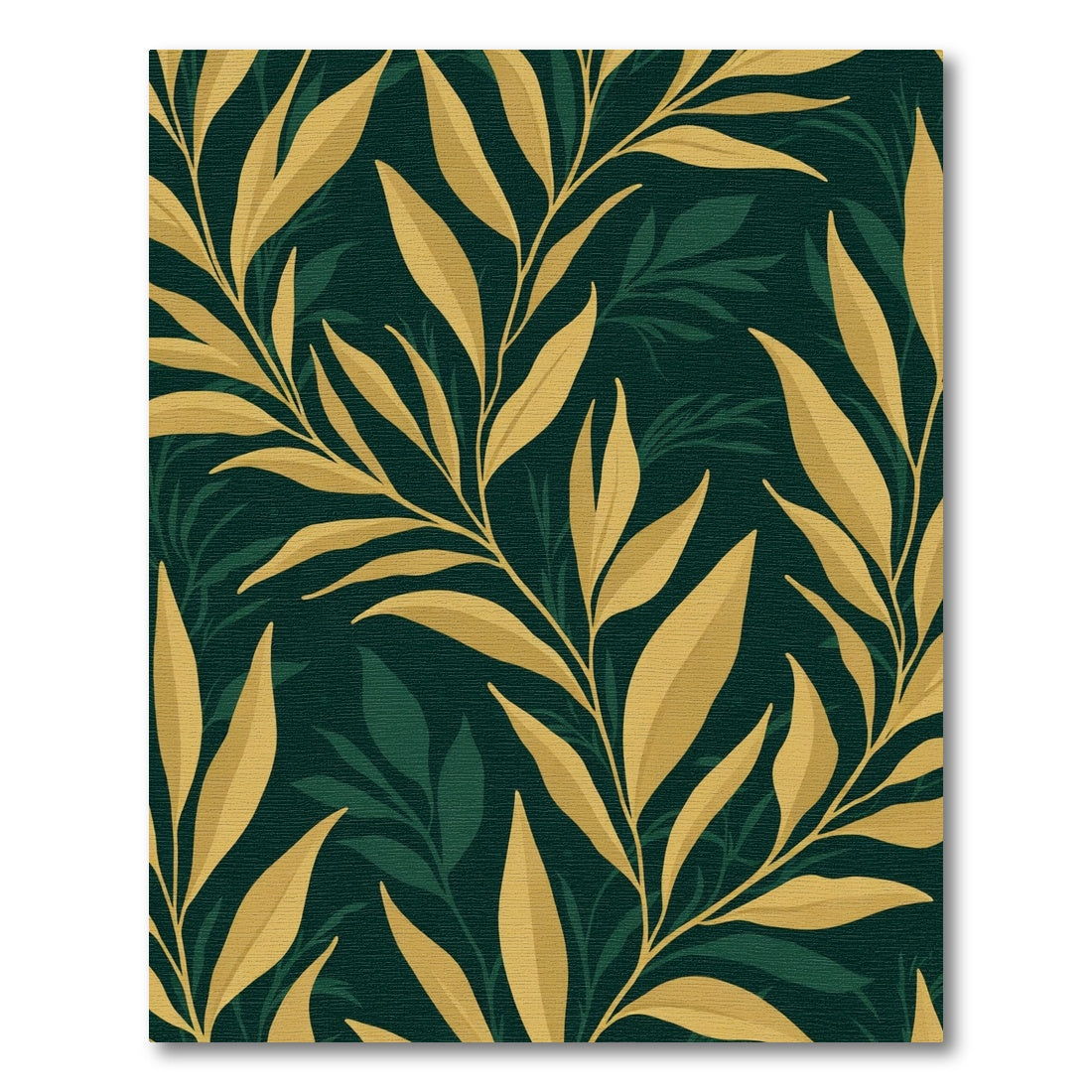 Golden Leaf Branches Emerald Background Rug