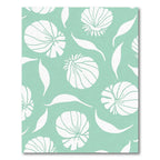 Coastal White Shell Leaf Aqua Rug