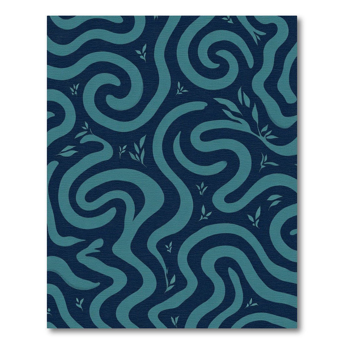 Deep Teal Swirling Vines Rug