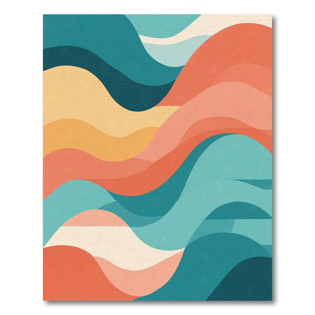 Coral Teal Abstract Wave Landscape Rug