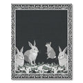 Monochrome Rabbits Floral Border Rug