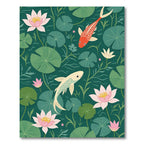 Serene Koi Pond Lotus Garden Rug