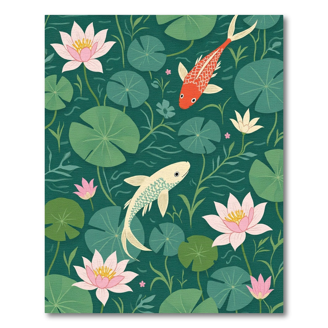 Serene Koi Pond Lotus Garden Rug