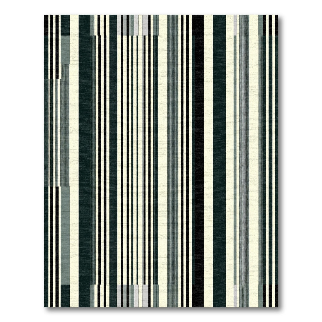 Modern Cream Black Vertical Stripe Rug