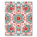 Red Teal Golden Medallion Floral Rug
