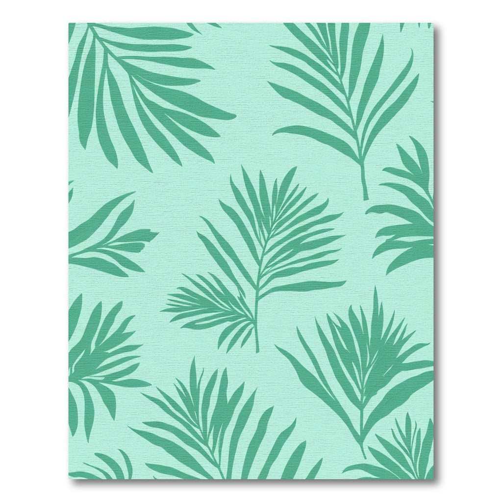 Teal Palm Frond Tropical Pattern Rug
