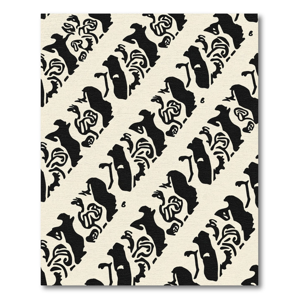 Abstract Black Human Figures Cream Rug