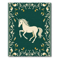 Cream Unicorn Green Floral Border Rug