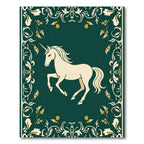 Cream Unicorn Green Floral Border Rug