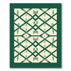Emerald And Cream Geometric Diamond Rug