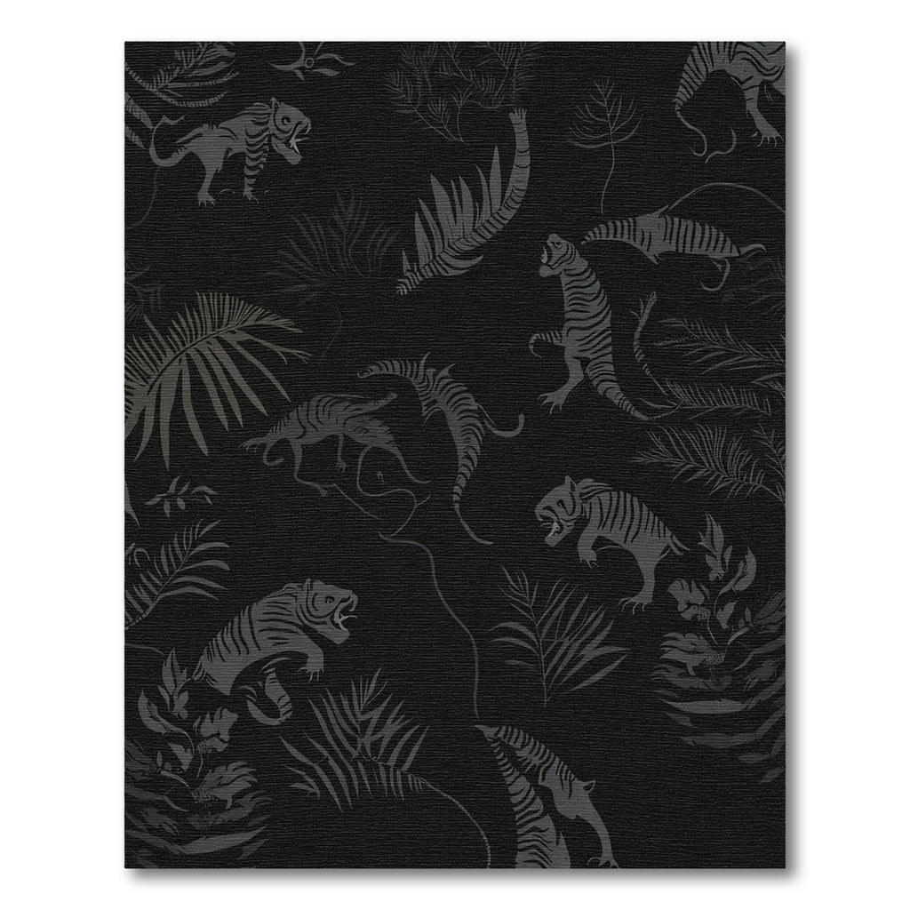 Dark Gray Tiger Jungle Scene Rug