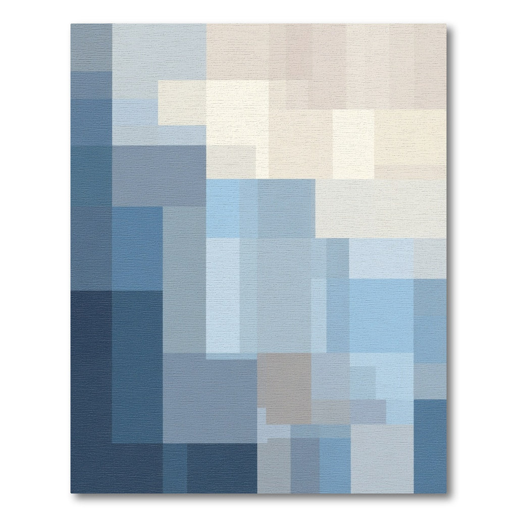 Abstract Geometric Teal and Cream Rectangles Rug