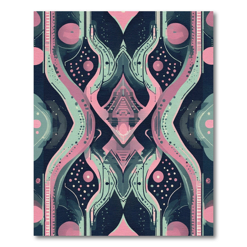 Whimsical Pink Teal Abstract Symmetry Rug