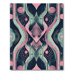 Whimsical Pink Teal Abstract Symmetry Rug