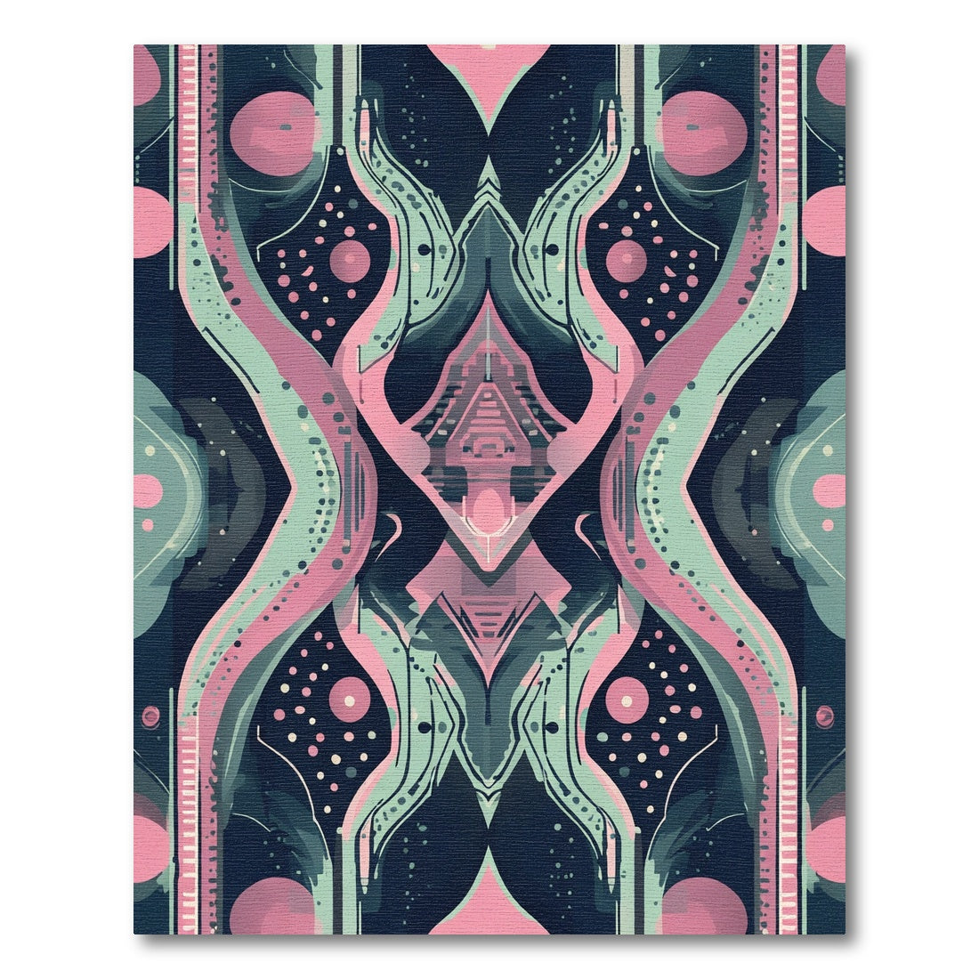 Whimsical Pink Teal Abstract Symmetry Rug