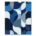 Mid Century Blue Abstract Organic Shapes Rug