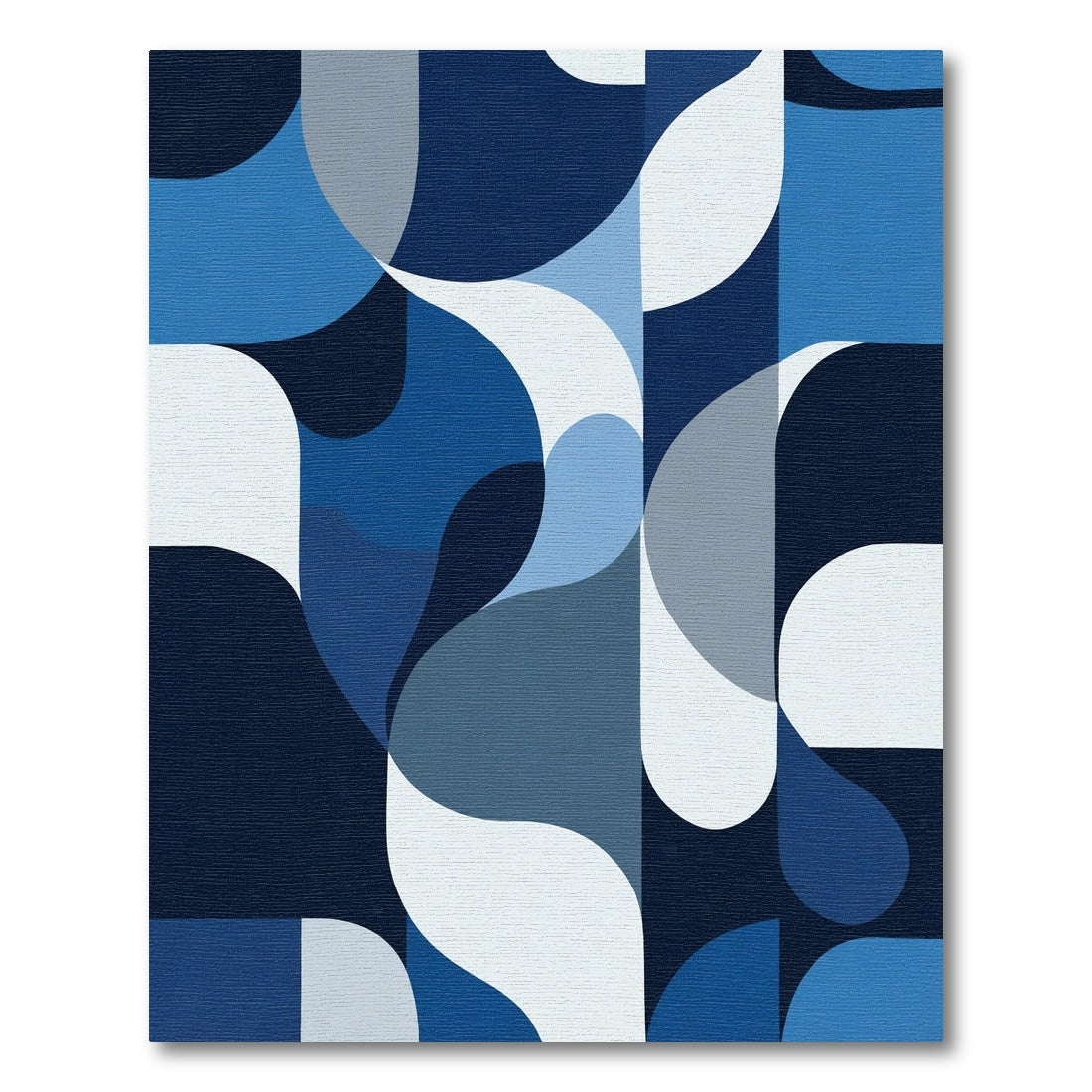 Mid Century Blue Abstract Organic Shapes Rug