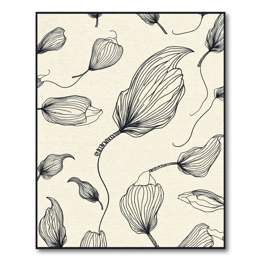 Mono Floral Line Sketch Rug