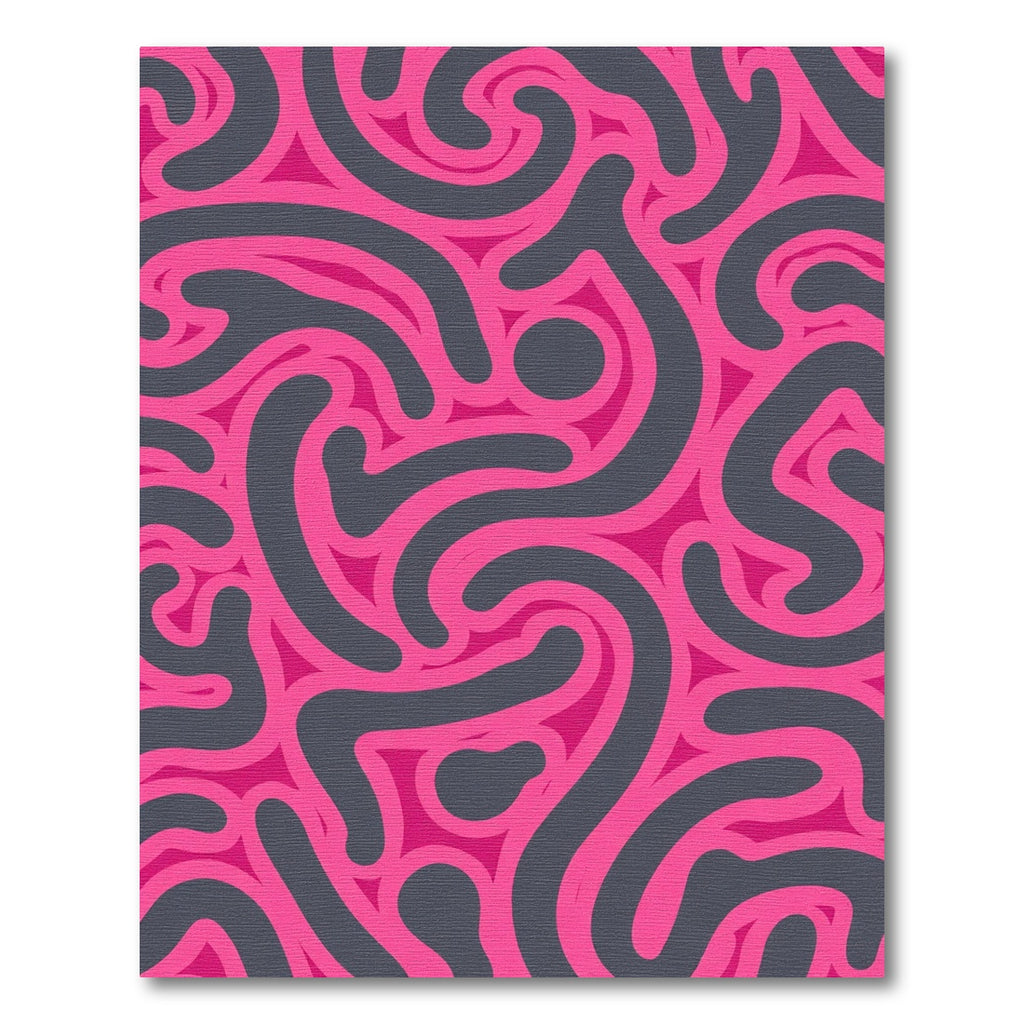 Vivid Pink Swirl Gray Abstract Rug