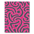 Vivid Pink Swirl Gray Abstract Rug