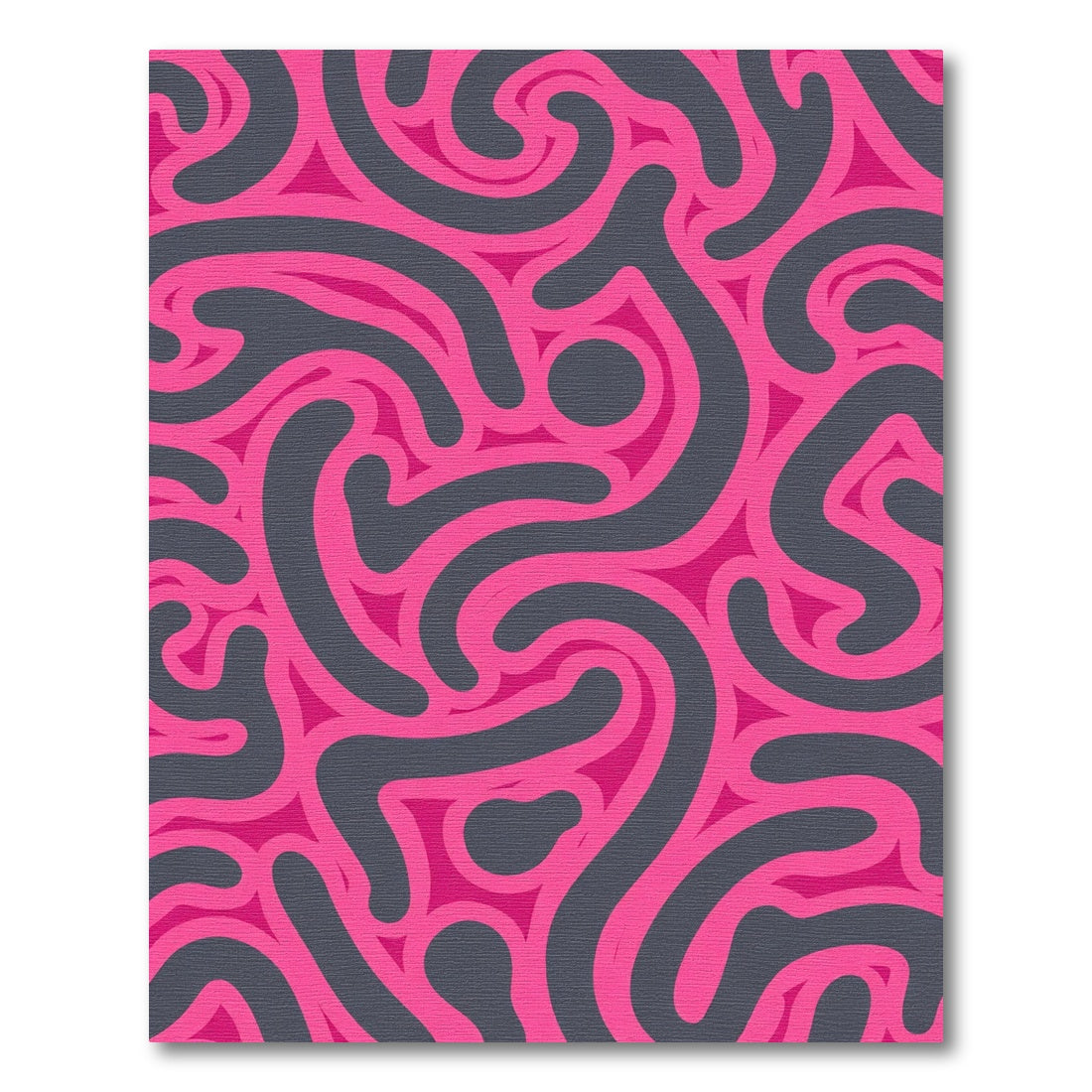 Vivid Pink Swirl Gray Abstract Rug