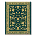 Deep Teal Golden Floral Scroll Rug