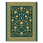 Deep Teal Golden Floral Scroll Rug