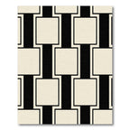 Black Cream Geometric Square Composition Rug