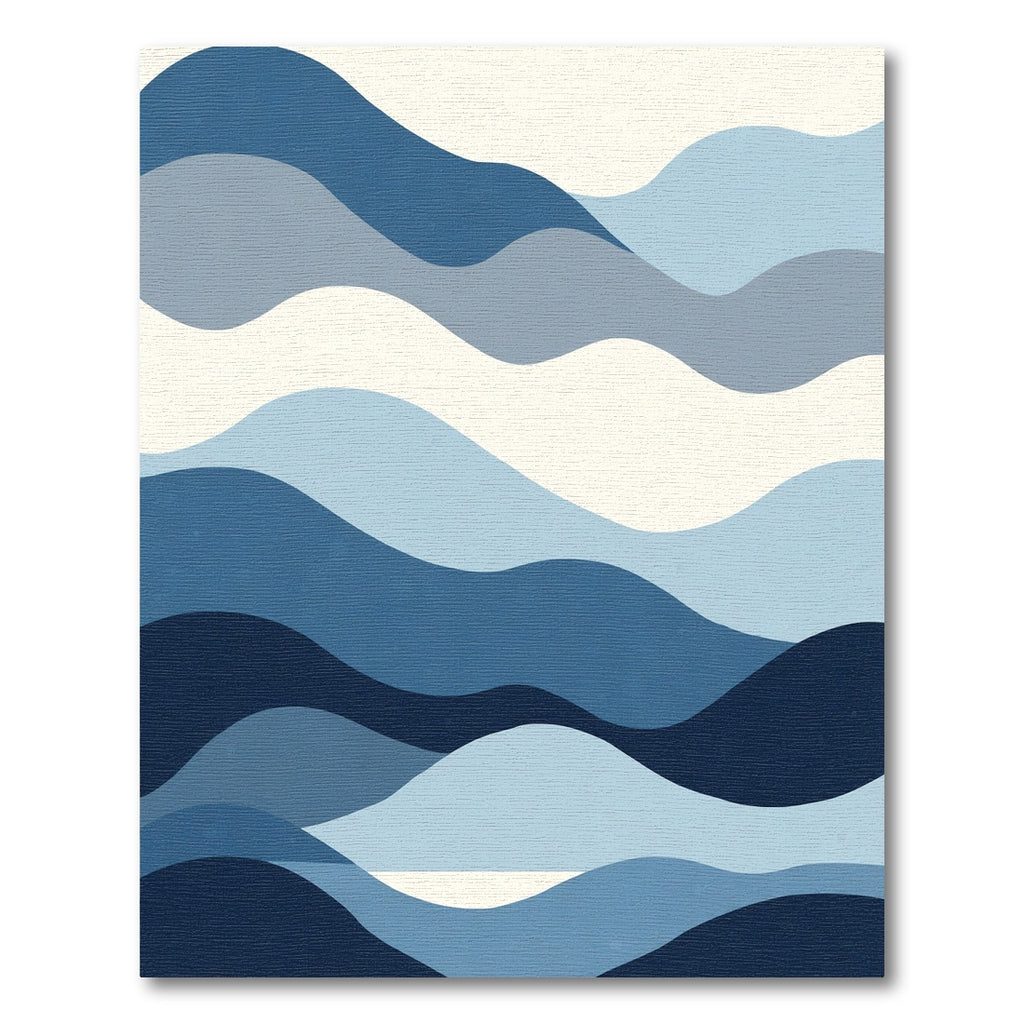 Wavy Abstract Blue Horizon Rug