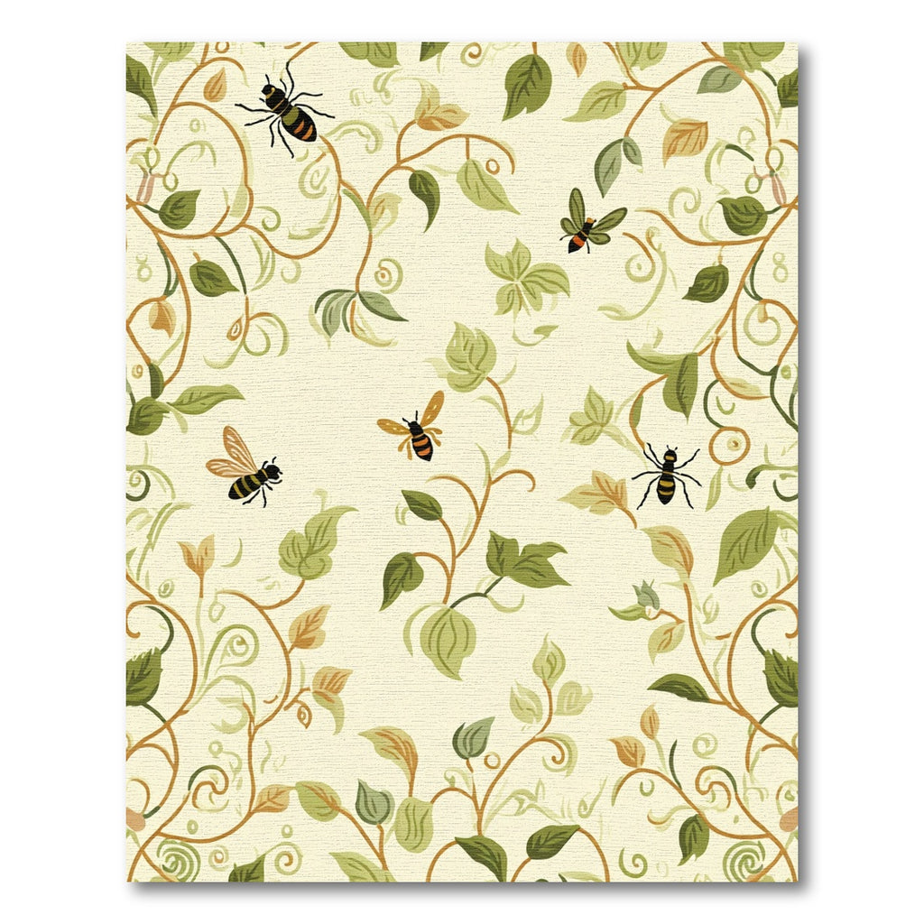 Golden Cream Vine Bee Garden Rug