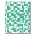 Teal Cream Abstract Geometric Blocks Rug