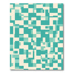 Teal Cream Abstract Geometric Blocks Rug