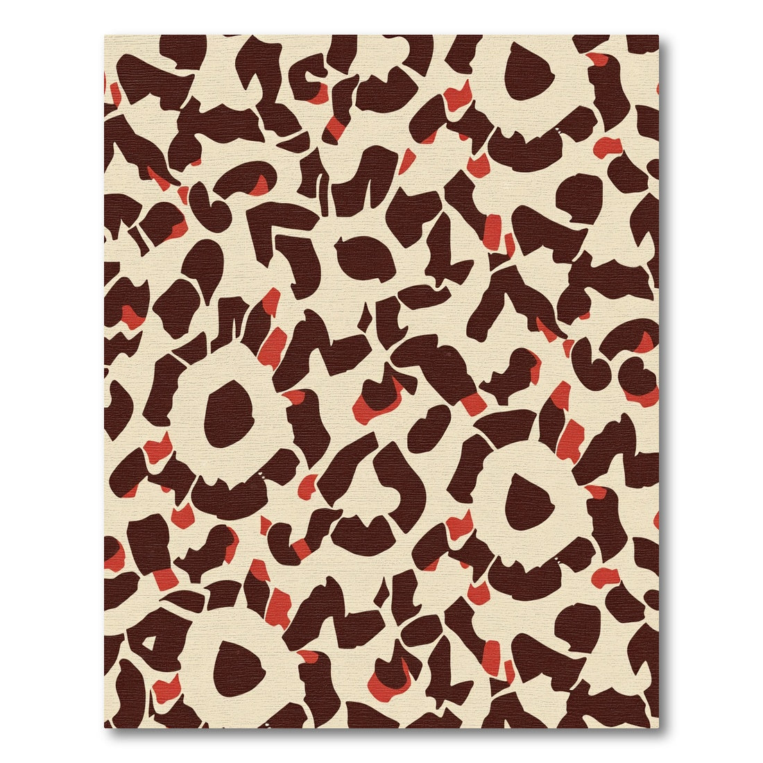 Cream Brown Red Organic Bloom Collage Rug