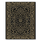 Black Golden Intricate Scrollwork Medallion Rug