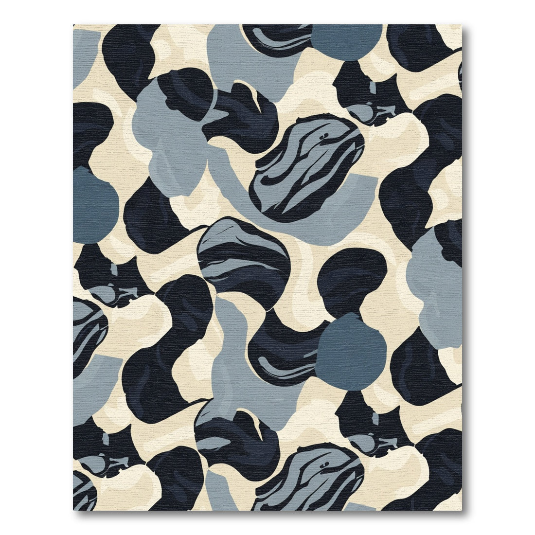 Abstract Navy Blue Camouflage Blobs Rug