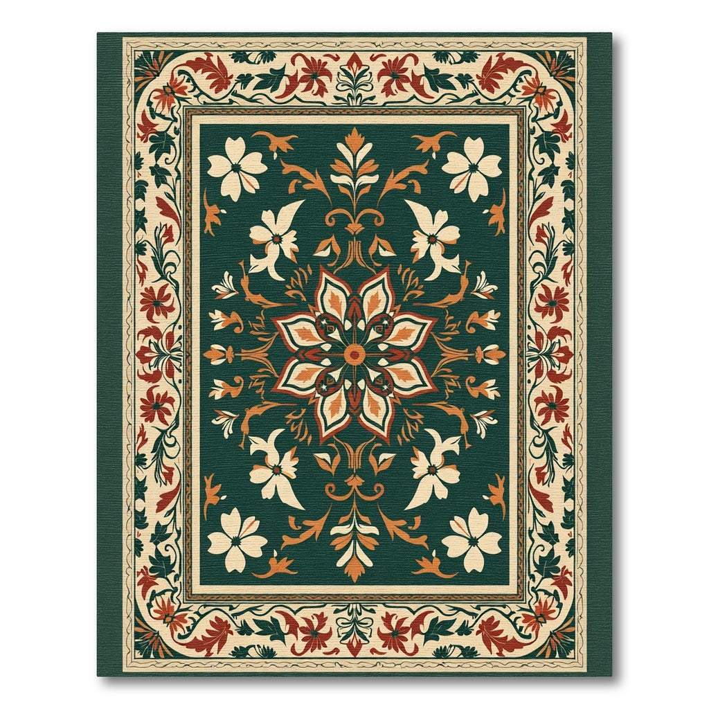 Traditional Red Floral Medallion Rug