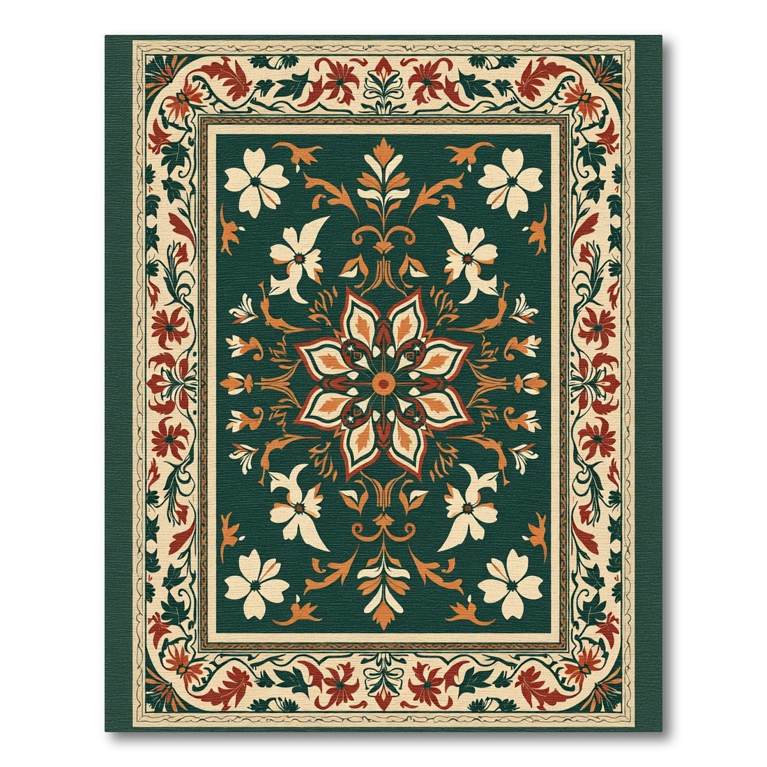 Traditional Red Floral Medallion Rug