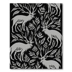 Light Gray Stag Botanical Scene Rug