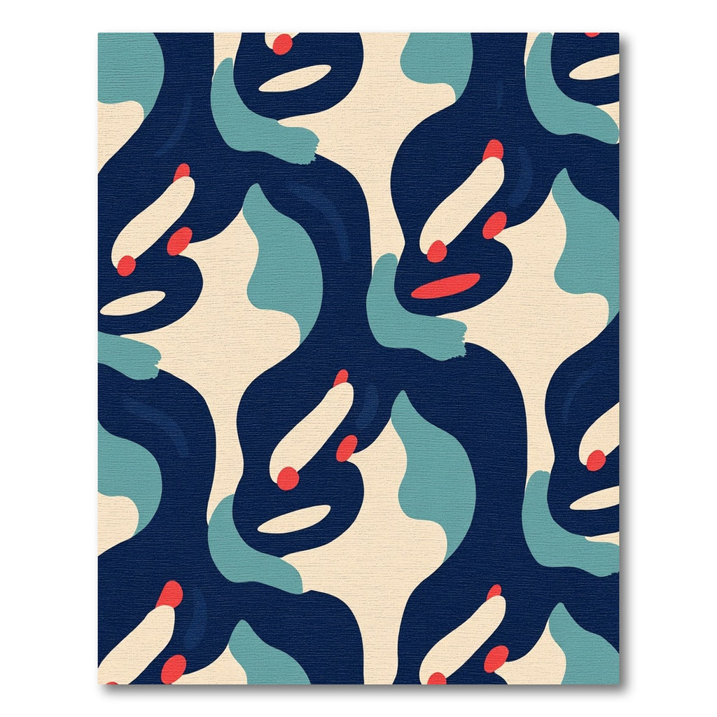 Abstract Ivory Navy Fluid Shape Rug
