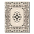 Ornate Black Cream Scroll Medallion Rug