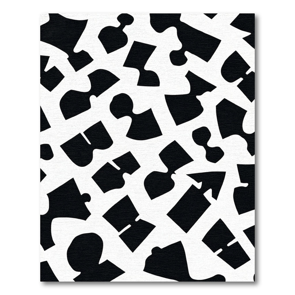 Black And White Jigsaw Puzzle Shapes Rug