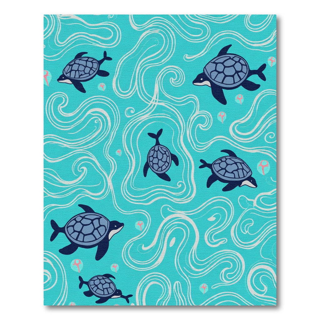 Blue Ocean Turtle Swirls Rug