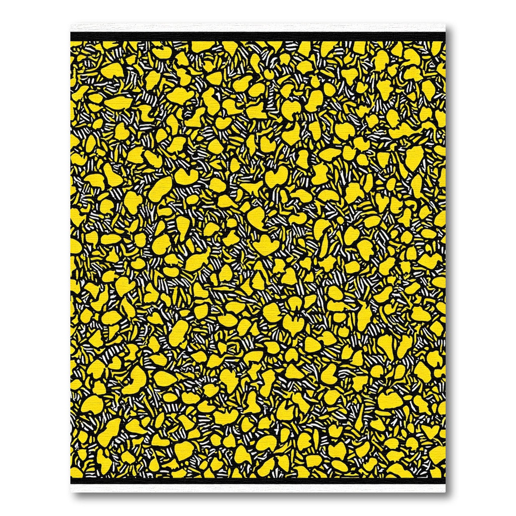 Golden Yellow Abstract Organic Forms Rug