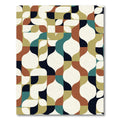 Terracotta Teal Geometric Mid-century Modern Rug