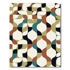 Terracotta Teal Geometric Mid-century Modern Rug