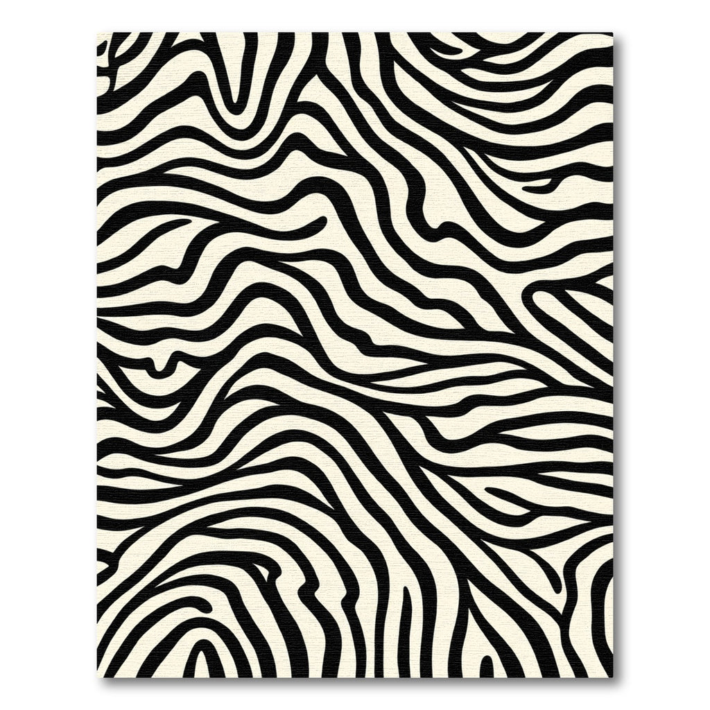 Striking Black White Wavy Animal Print Rug