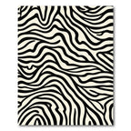Striking Black White Wavy Animal Print Rug