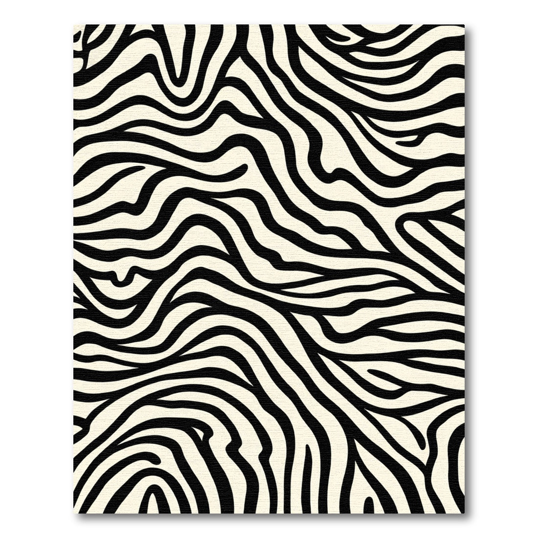Striking Black White Wavy Animal Print Rug