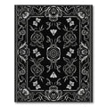 Black White Floral Butterfly Garden Rug